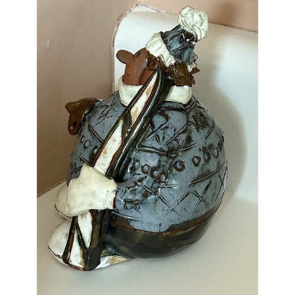 Sara Meadows Balloon People Pottery Art Skier Skis Winter Figure 5" Tall - Picture 3 of 5